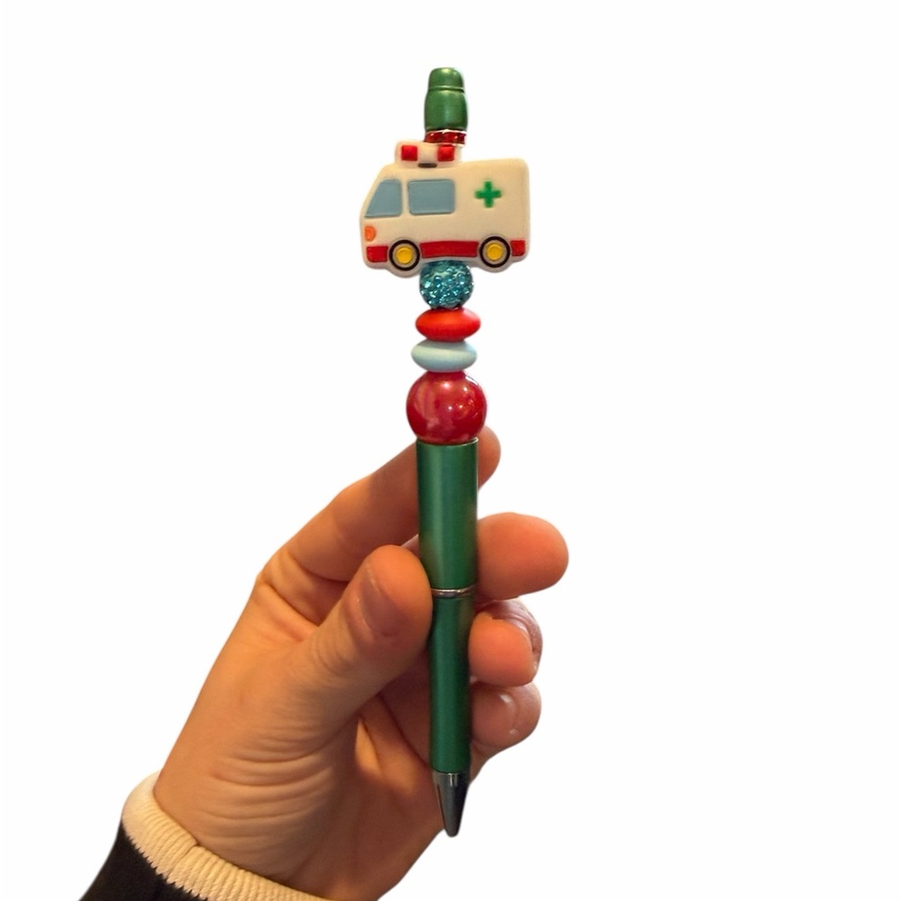 Ambulance EMS Custom Beaded Pen - Pen Refill Included